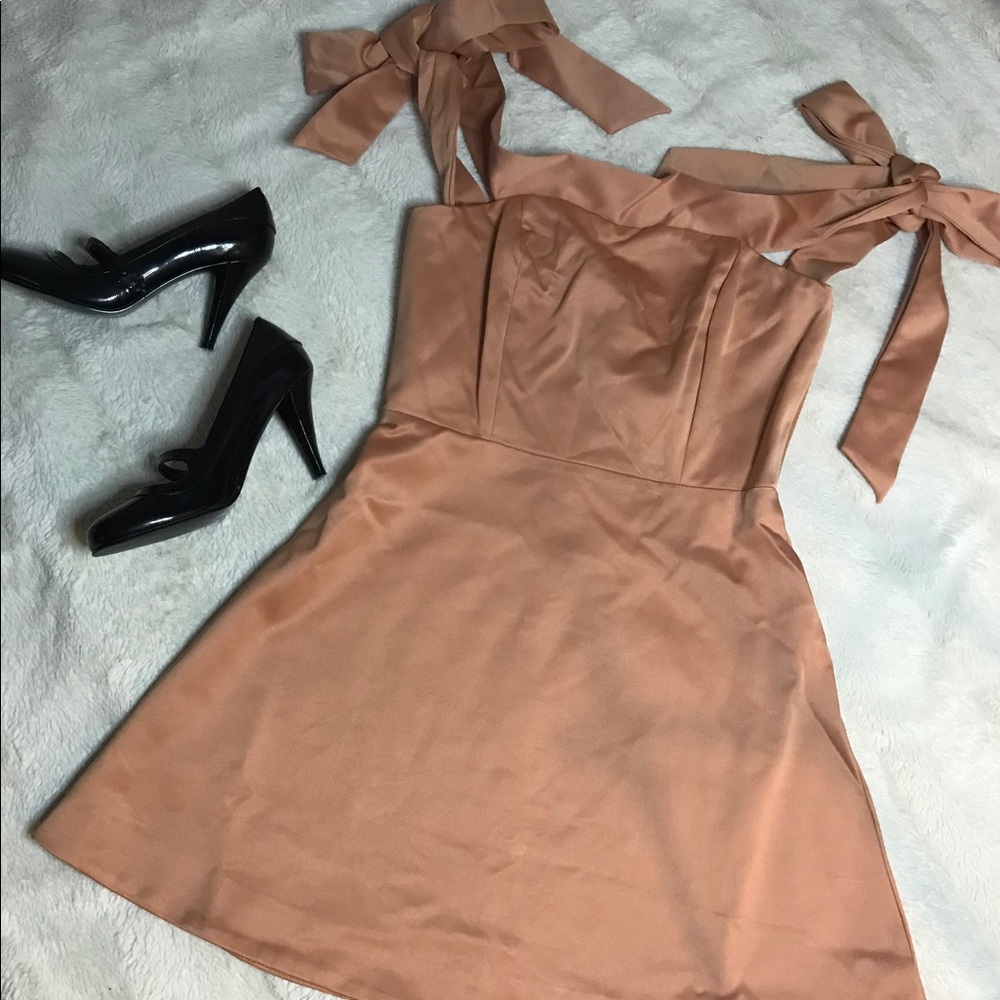 Do + Be cocktail dress nude peach satin
